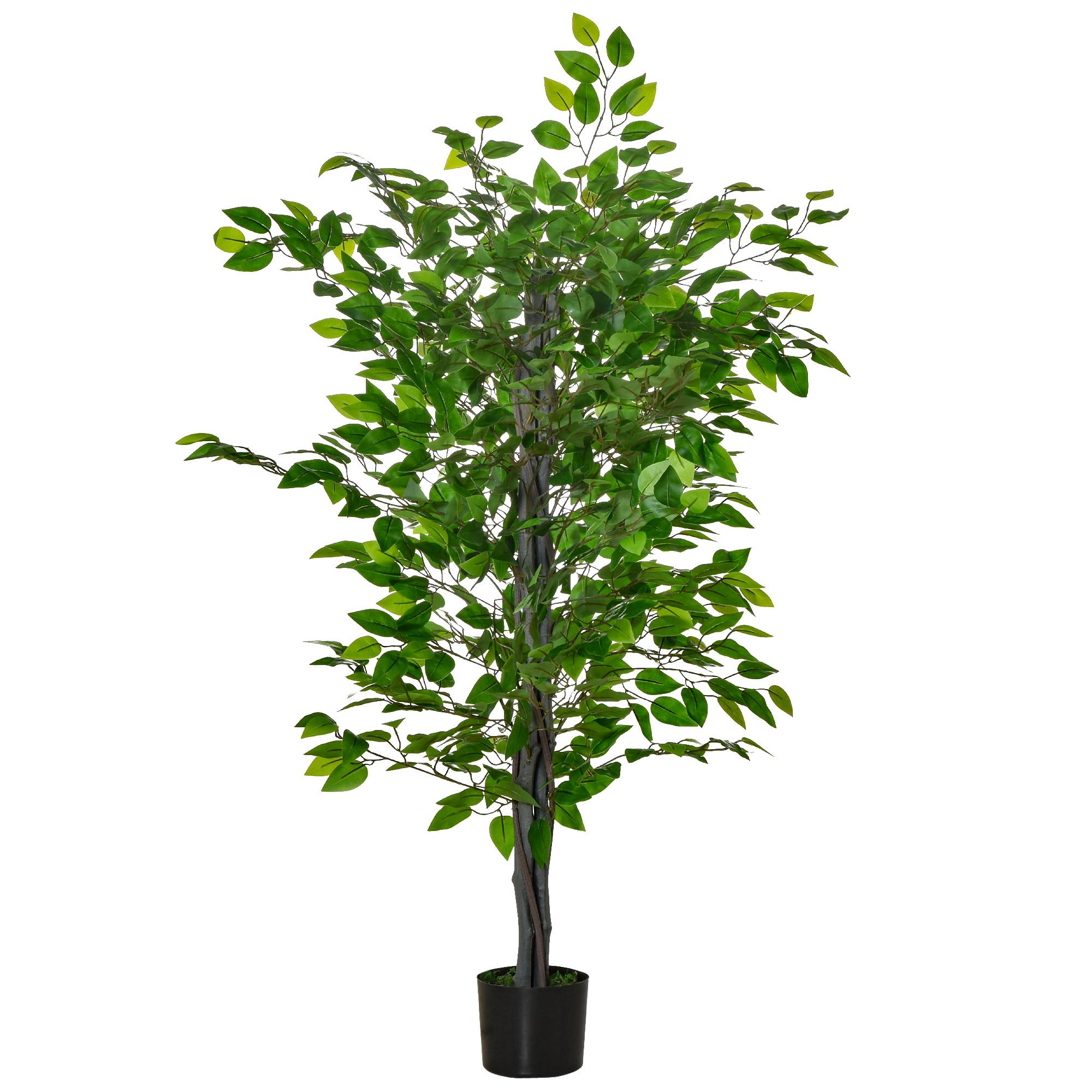 Arbre Artificiel Plante Artificielle ficus H.1,35 m Tronc Branches Liane Lichen Feuilles Grand réalisme Pot Inclus - Image 1