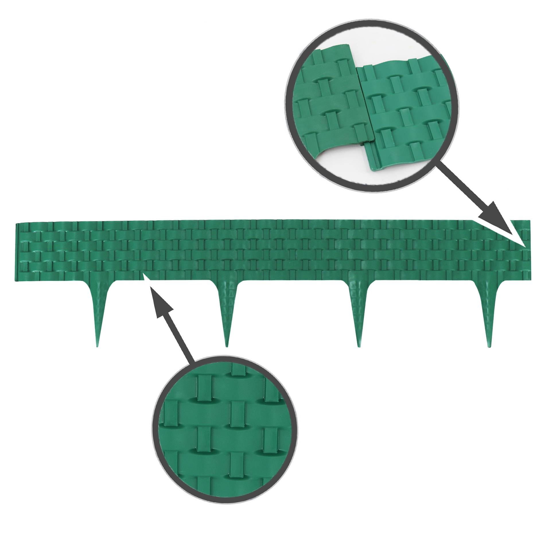 Bordure de pelouse aspect rotin vert 4x80 cm – Bordure jardin plastique flexible massif - Image 2