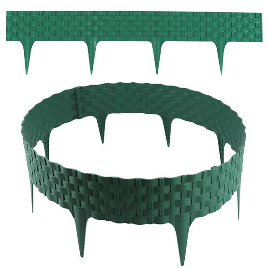 Bordure de pelouse aspect rotin vert 4x80 cm – Bordure jardin plastique flexible massif - Image 1