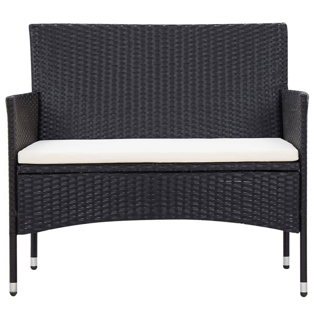 Salon de jardin 5 pcs | Mobilier d'extérieur avec coussins résine tressée noir Maison Chic - Image 7