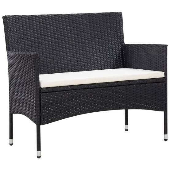 Salon de jardin 5 pcs | Mobilier d'extérieur avec coussins résine tressée noir Maison Chic - Image 6