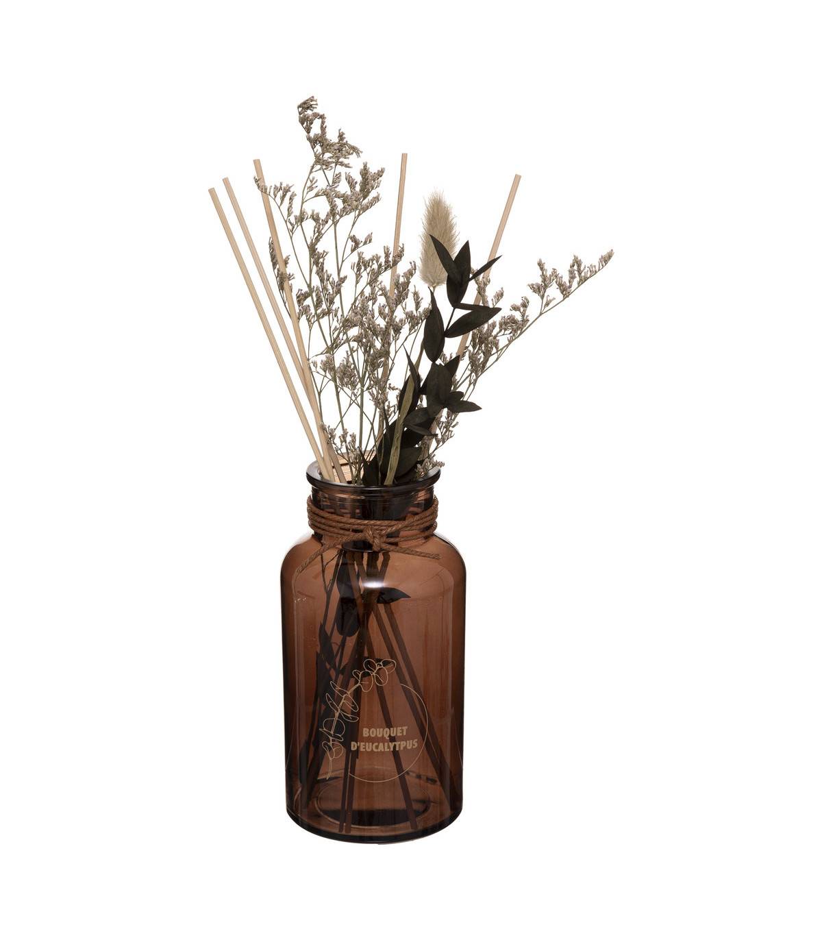 Diffuseur de parfum Bouquet d'Eucalyptus 300 ml avec Bâtonnets et Fleurs séchées - Image 1