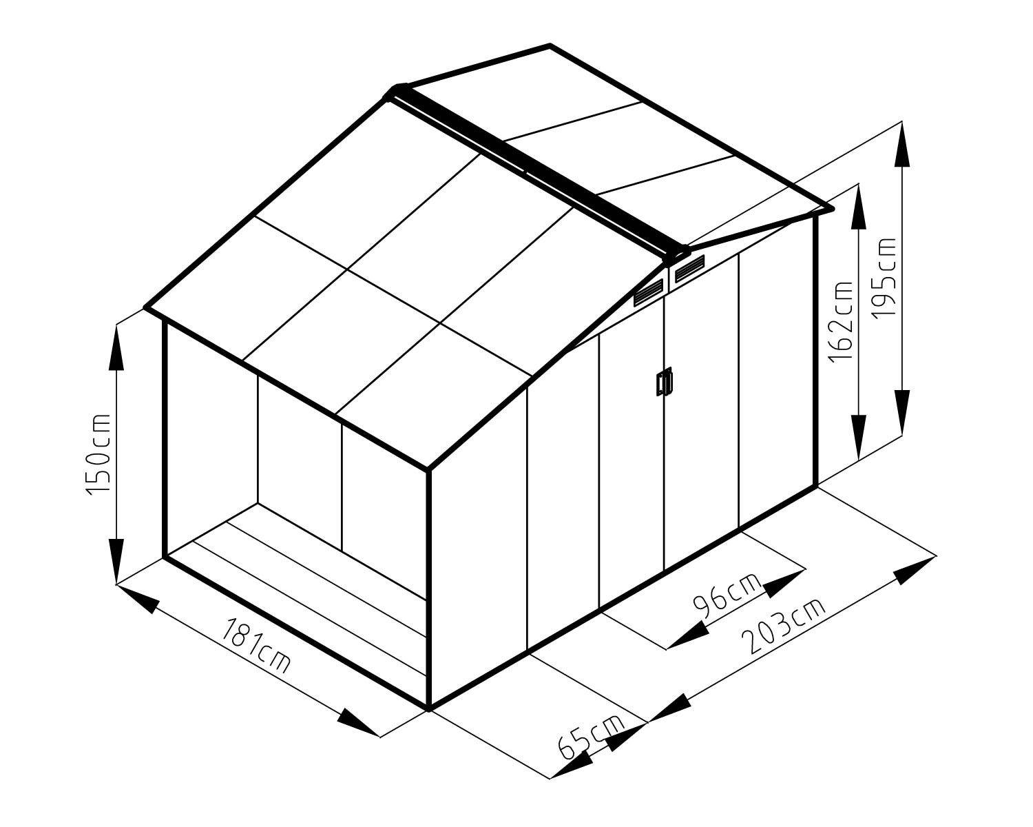 Abri de jardin métal avec bûcher 4,85 m² Trigano + kit d'ancrage - Image 3