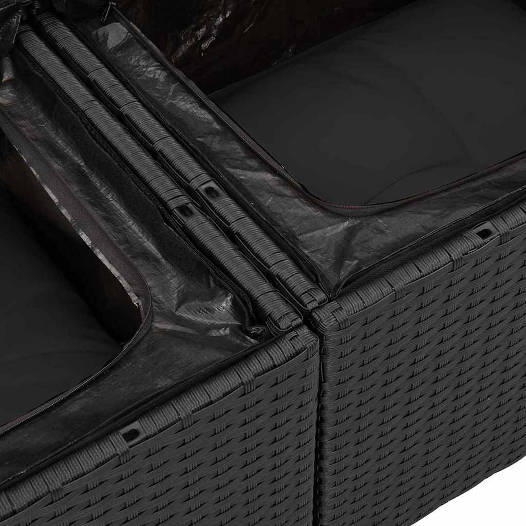 ComfortXL - Salon de Jardin XXL Poly Rotin & Bois Acacia 12 Pièces Modulables pour Grand Patio Noir – ComfortXL Outdoor Living - Image 9