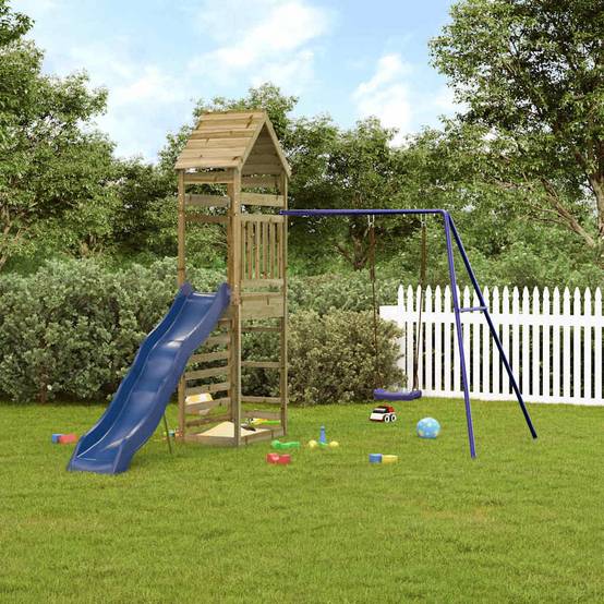 Aire de jeux d'extérieur - Jeu Plein air enfant bois de pin imprégné-JU1509 - Image 2