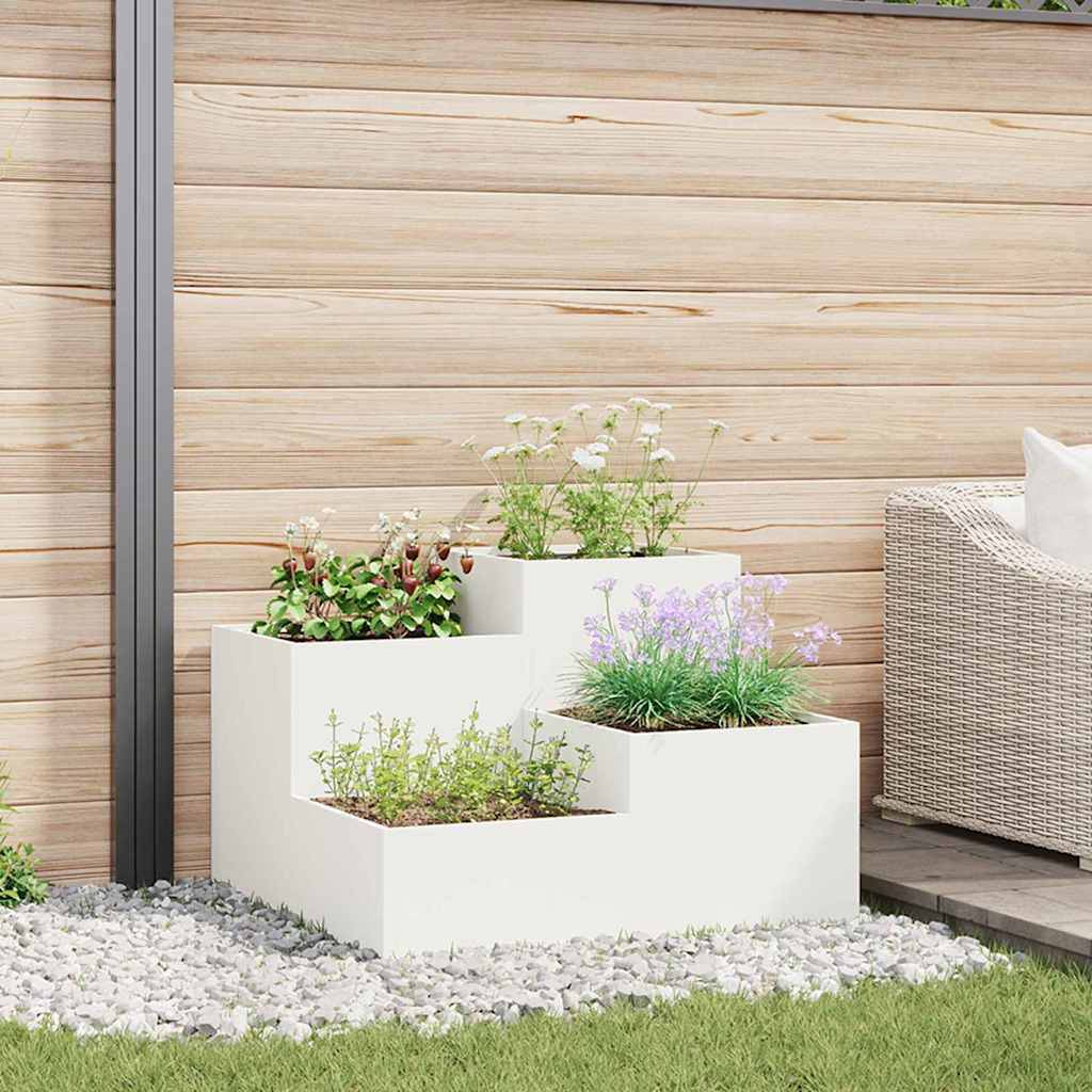 Maison Chic - Cache-pot | Bac à fleurs de jardin Blanc 80 x 80 x 60 cm Acier - Image 2