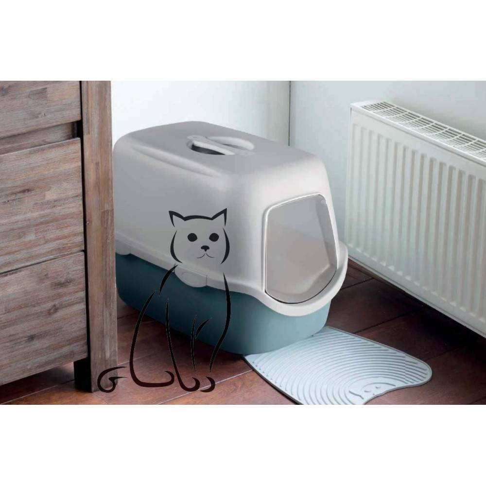 Maison de toilette Cathy filtre bleu acier 40 x 56 x H40 cm,  pour chat - Image 2