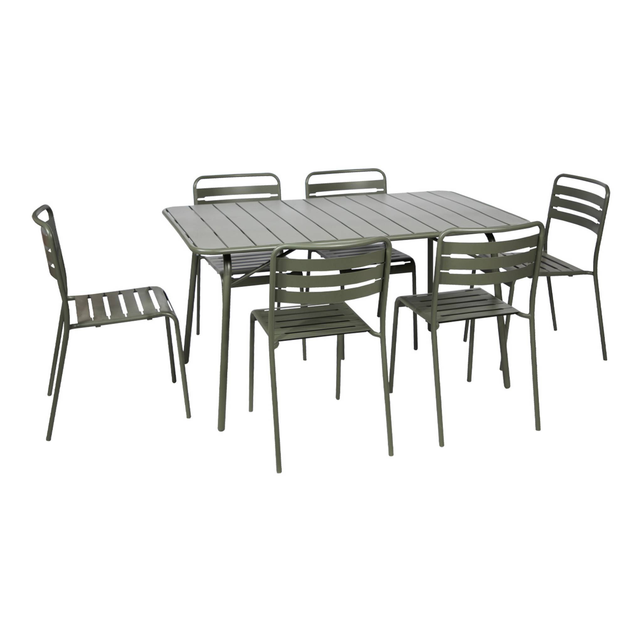 Table de jardin pliante métal + 6 assises. Amelia. kaki. 141.2 x 80 x 72.5cm | sweeek - Image 2