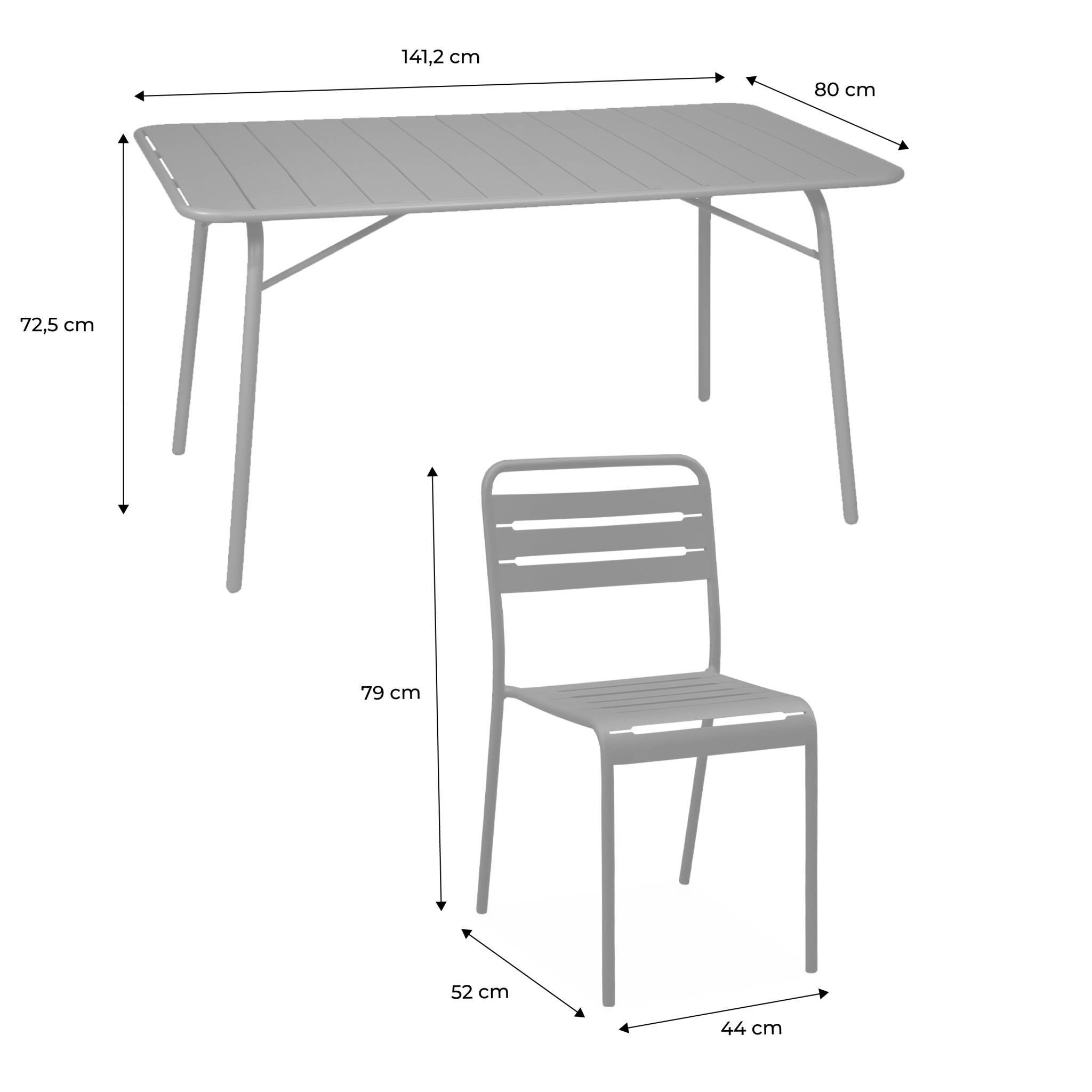 Table de jardin pliante métal + 6 assises. Amelia. kaki. 141.2 x 80 x 72.5cm | sweeek - Image 5