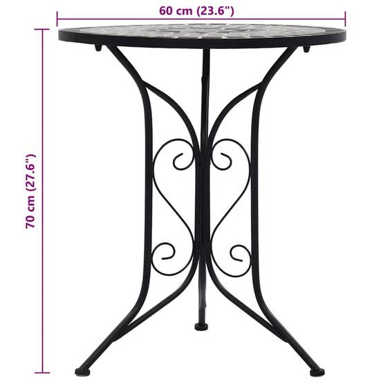 Table de jardin | Table de bistro mosaïque Gris 60 cm Céramique - Image 7
