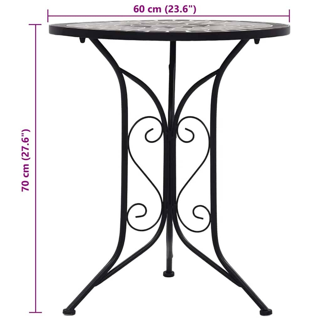 Table de jardin | Table de bistro mosaïque Gris 60 cm Céramique - Image 7