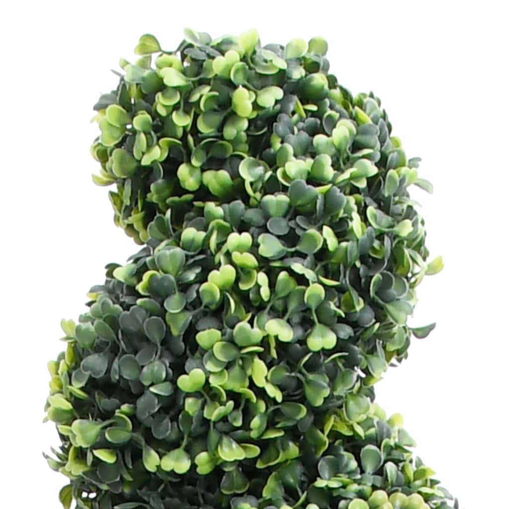 Plante de buis artificiel en spirale polyéthylène vert 29.5 x 29.5 x 100 cm - PANGIVO - Image 2