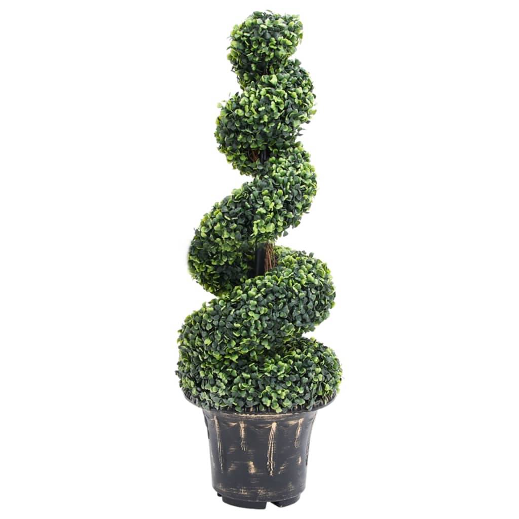 Plante de buis artificiel en spirale polyéthylène vert 29.5 x 29.5 x 100 cm - PANGIVO - Image 1