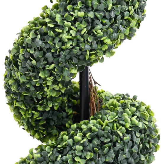 Plante de buis artificiel en spirale polyéthylène vert 29.5 x 29.5 x 100 cm - PANGIVO - Image 3