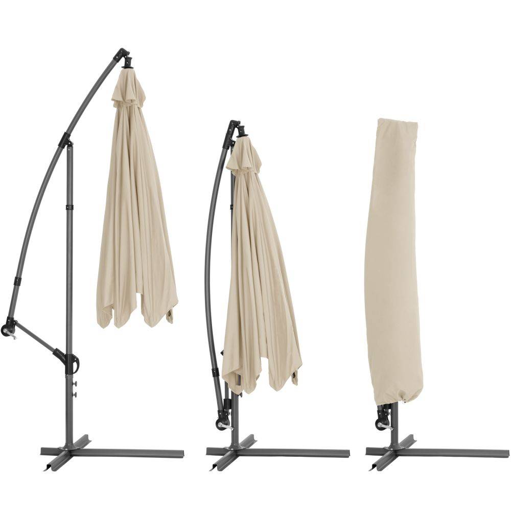 Helloshop26 - Parasol 350 cm avec housse de protection meuble jardin beige - Image 4