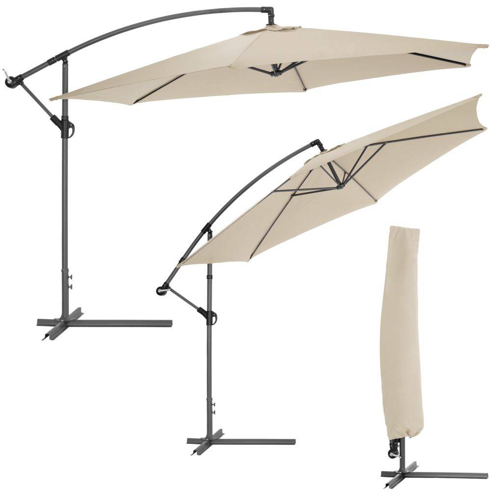 Helloshop26 - Parasol 350 cm avec housse de protection meuble jardin beige - Image 2
