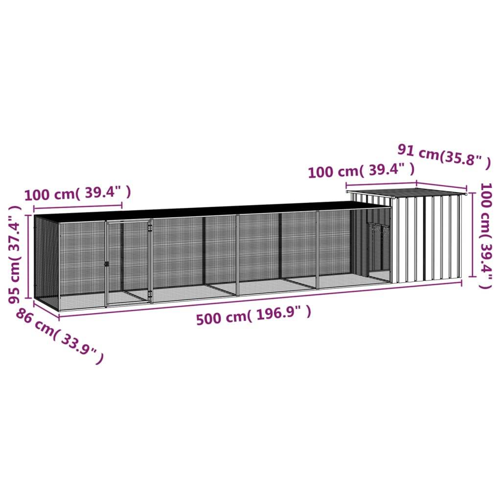 ComfortXL - Cage Poules Acier Galvanisé Extérieur Volailles Parc Modulable 500x91x100cm Gris - ComfortXL Outdoor Living - Image 5
