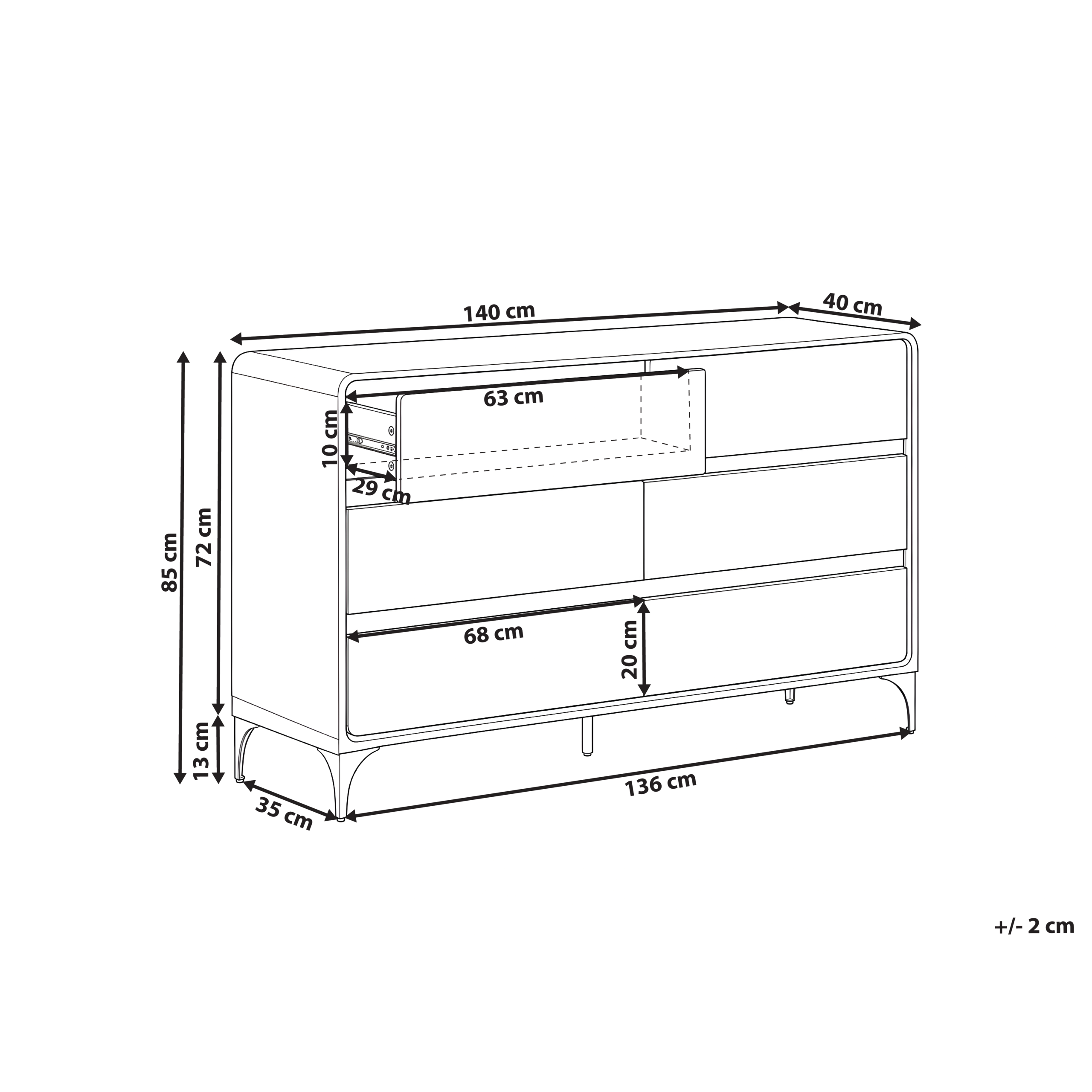 Beliani - Commode MDF Marron foncé COWELL - 140x40x85- Beliani - Image 3
