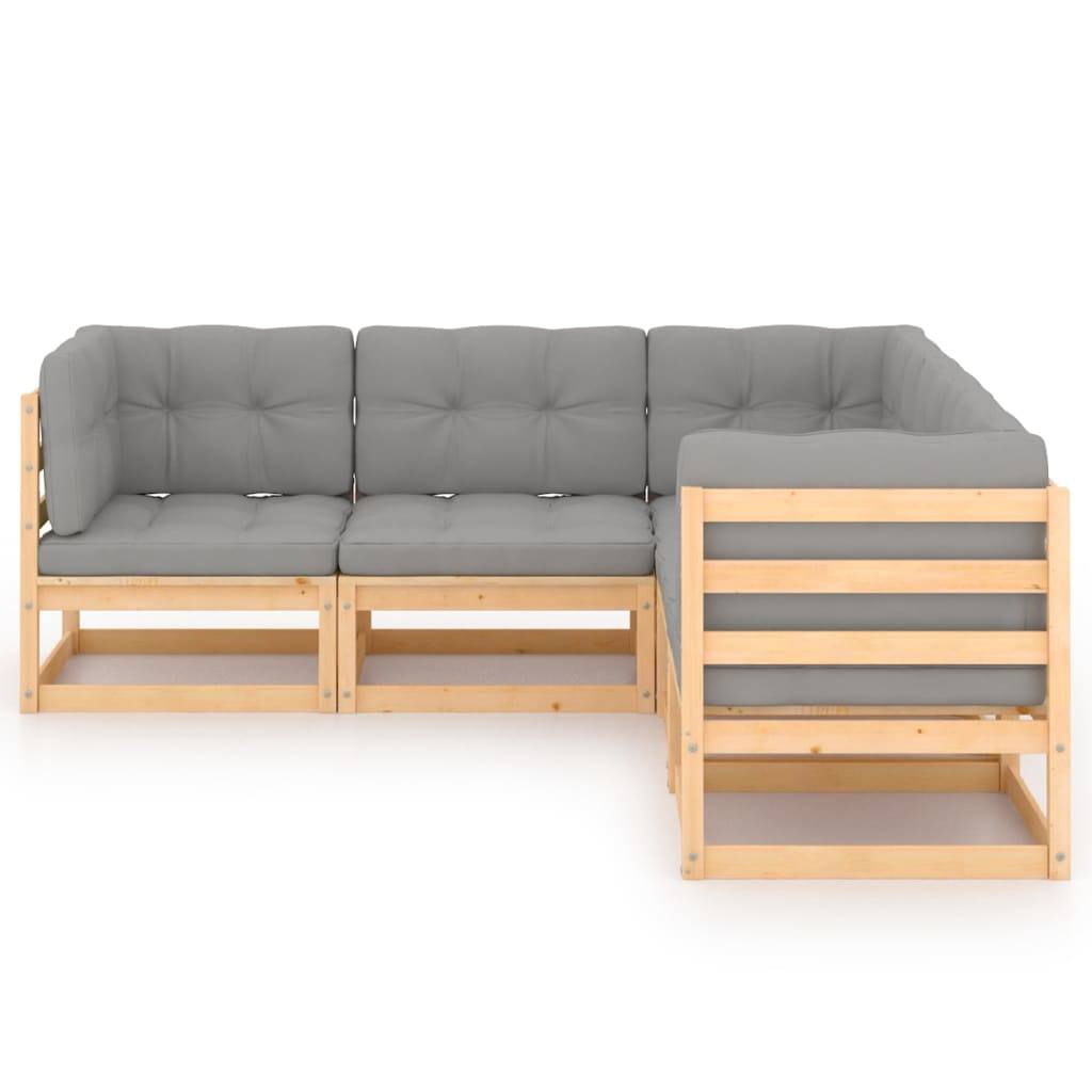 Helloshop26 - Salon de jardin meuble d'extérieur ensemble de mobilier 5 pièces avec coussins bois de pin massif - Image 2