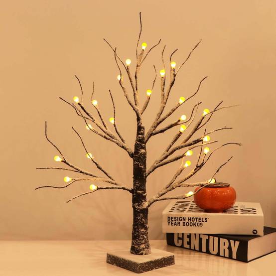 2 arbres LED bouleau 24 lumières blanc chaud, lampes de table décoratives pour Noël, maison et fêtes, ambiance chaleureuse intérieure et extérieure - Image 8