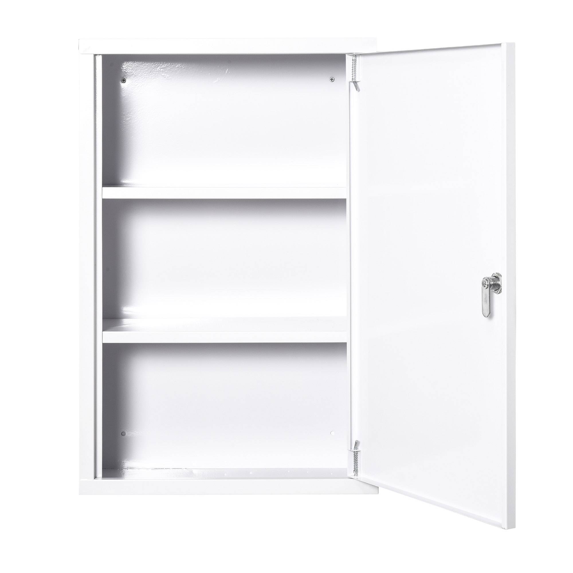 Sans Marque - Armoire Pharmacie 2 étagères 3 Niveaux verrouillable 40x18x60 cm 2 clés métal Blanc - Image 2