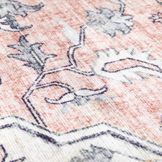Decoweb - Tapis doux à motif oriental - Yasmine - Bleu nuit et rose - 120 x 160 cm - Decoweb - Image 3
