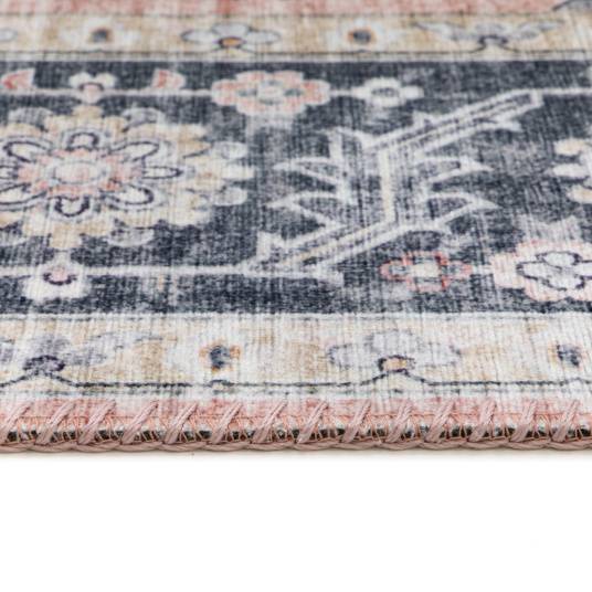 Decoweb - Tapis doux à motif oriental - Yasmine - Bleu nuit et rose - 120 x 160 cm - Decoweb - Image 5