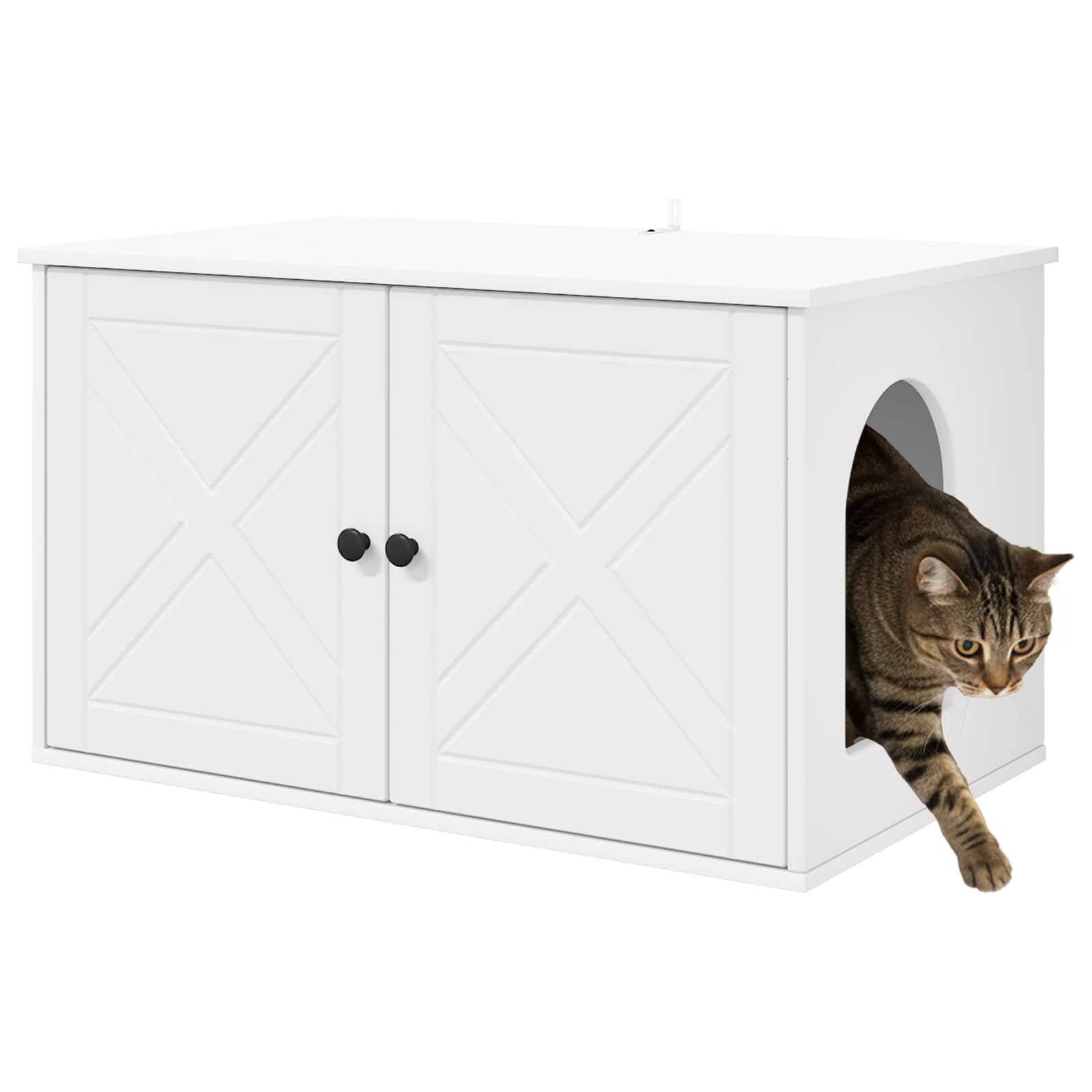 Maison pour chat bois d'ingénierie blanc 85 x 55 x 50.5 cm, Poids:25.11kg - PANGIVO - Image 3