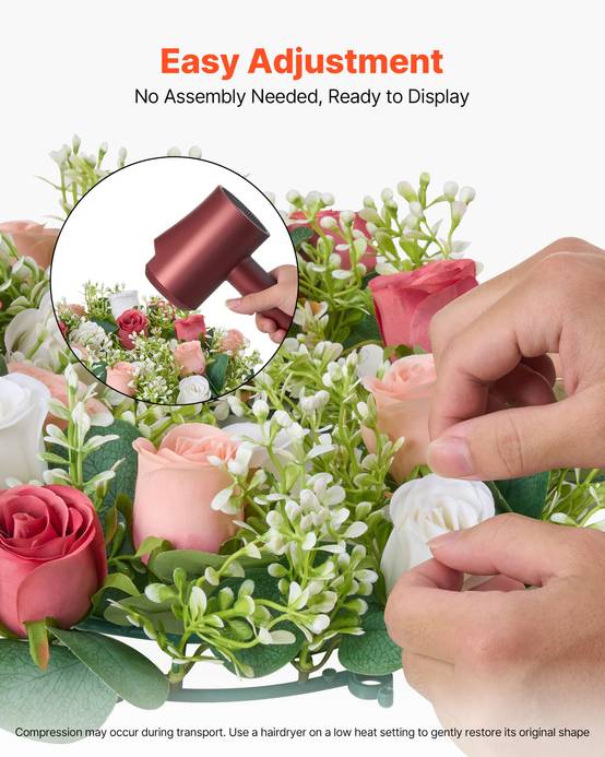 VEVOR Couronne de Roses Artificielles Lot de 10 34 cm Roses en Rose et Blanches - Image 5