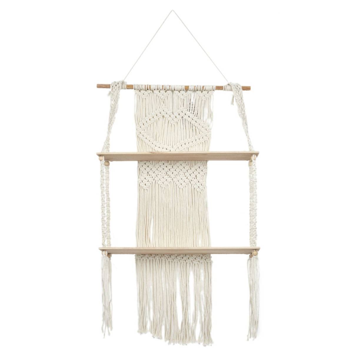 The Home Deco Factory - Étagère Déco 2 Niveaux "Boho" 85cm Beige - Image 1