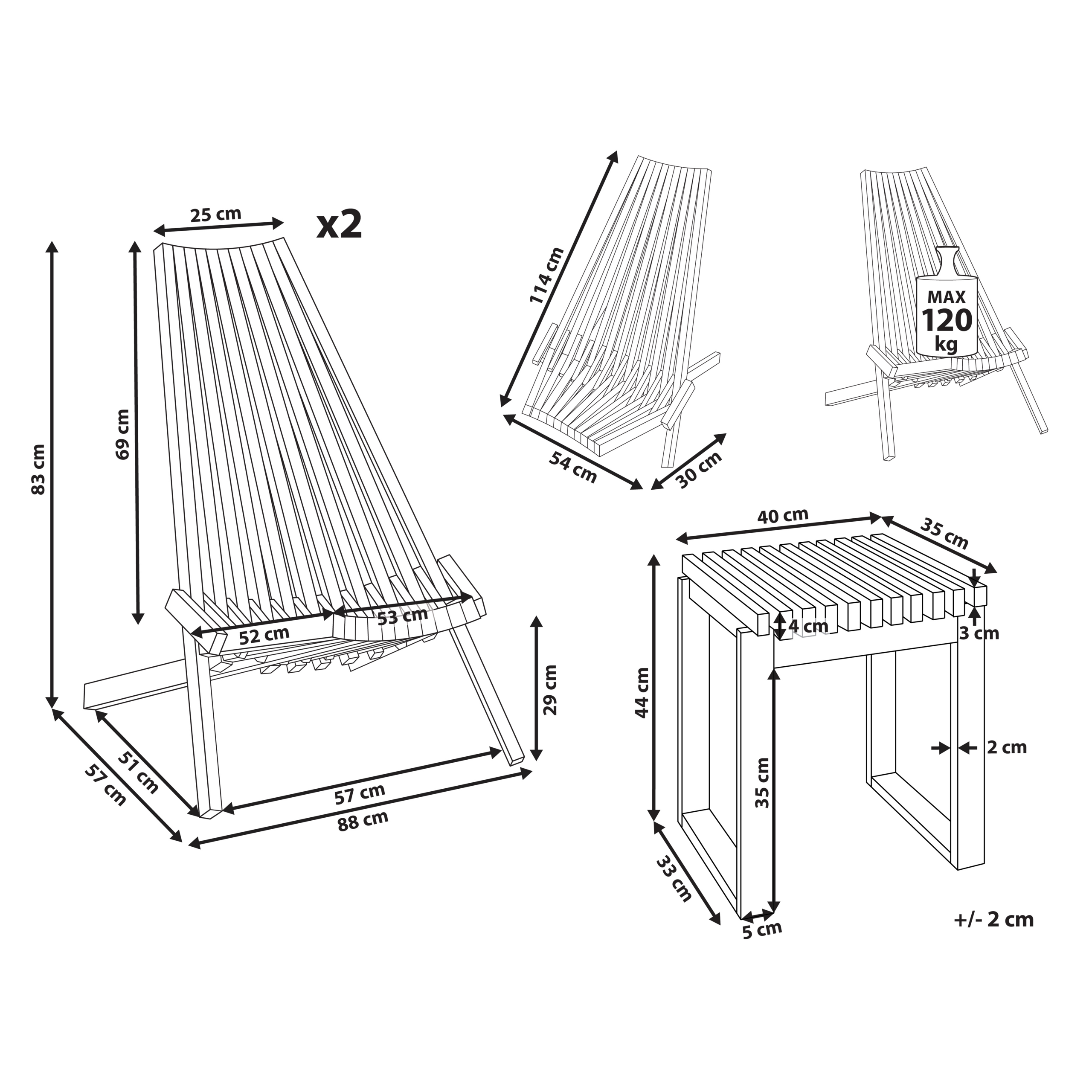 Beliani - Set de bistrot, 2 Personnes Acacia Marron BELLANO - 88x52x83- Beliani - Image 3