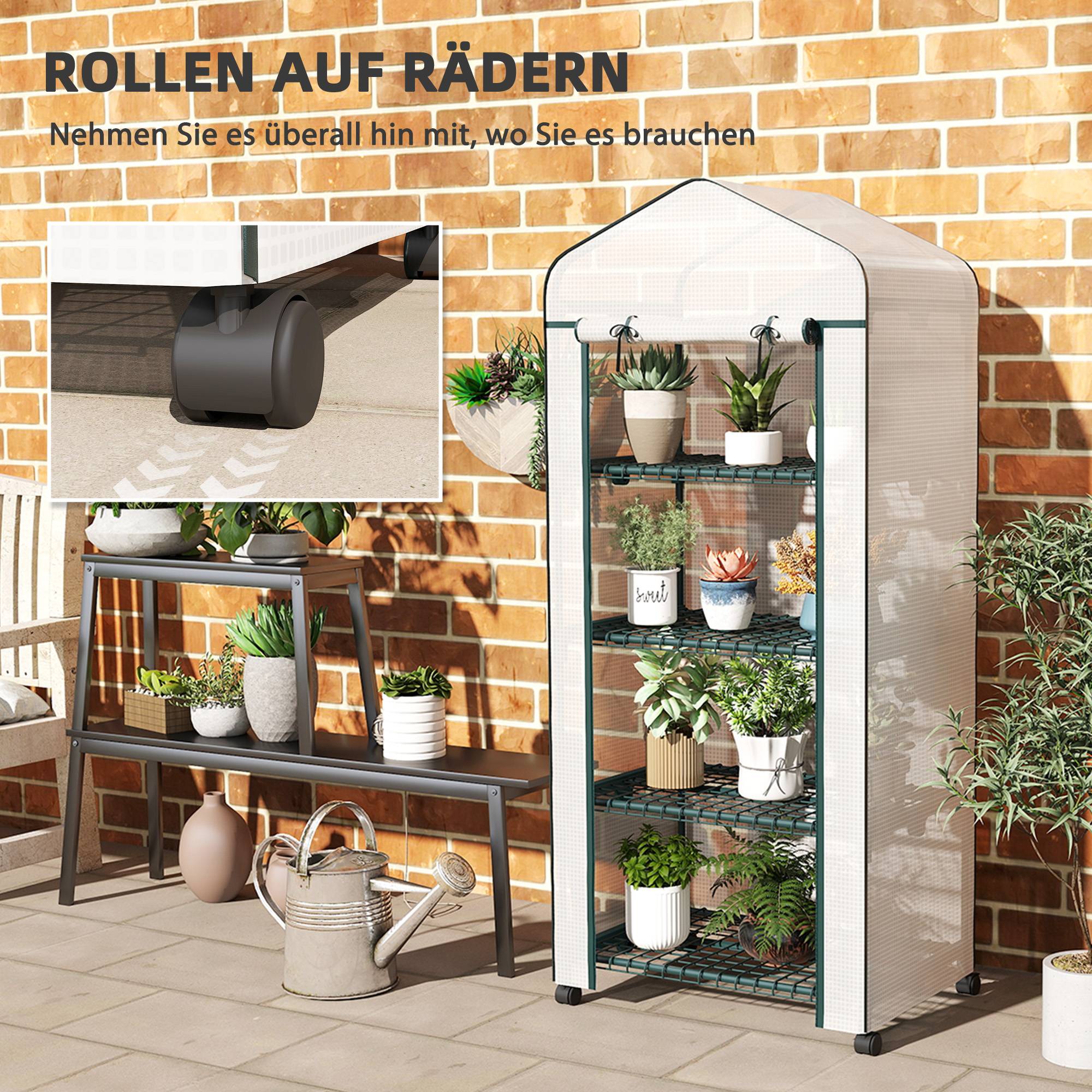 Mini serre acier jardin balcon semis jeunes pousses 69x50x165cm blanc - ComfortXL Outdoor Living - Image 8