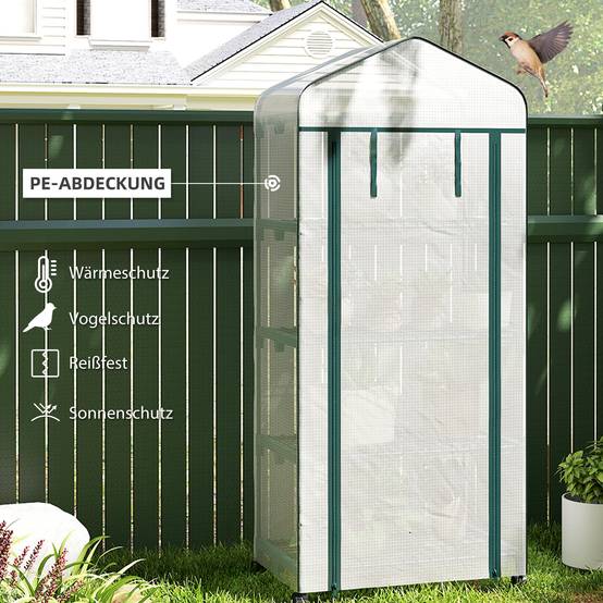 Mini serre acier jardin balcon semis jeunes pousses 69x50x165cm blanc - ComfortXL Outdoor Living - Image 7