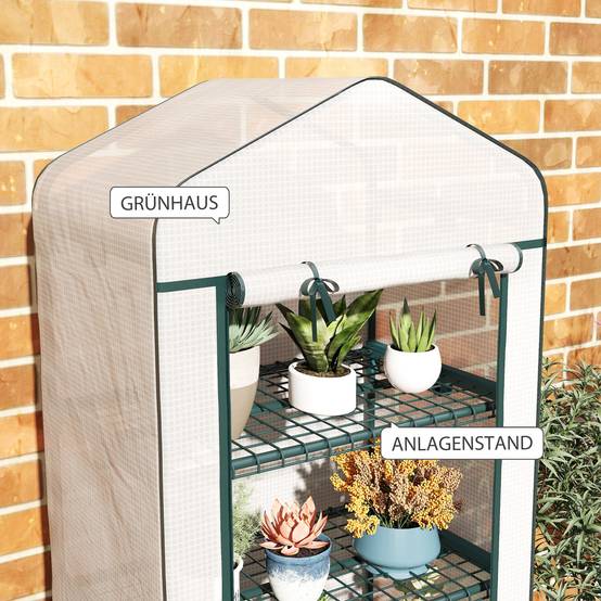 Mini serre acier jardin balcon semis jeunes pousses 69x50x165cm blanc - ComfortXL Outdoor Living - Image 9