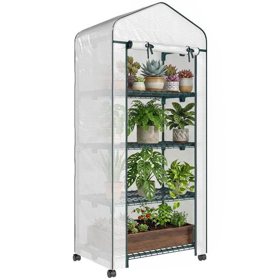 Mini serre acier jardin balcon semis jeunes pousses 69x50x165cm blanc - ComfortXL Outdoor Living - Image 1