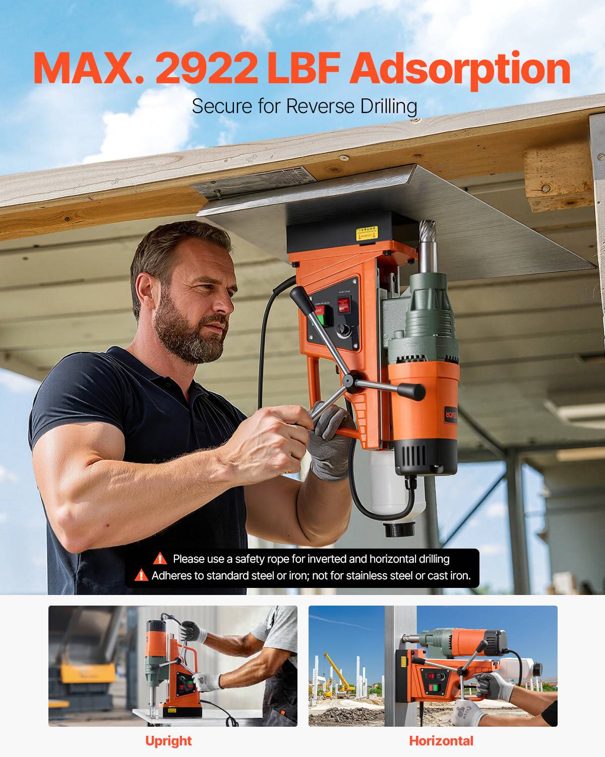 Vevor - VEVOR Perceuse Magnétique Portable 1550 W Diamètre de Carottage 50 mm 13000 N - Image 5