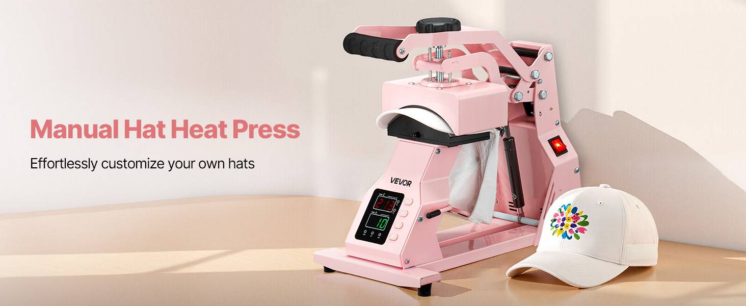Vevor - VEVOR Presse à Chaud pour Casquettes Chapeaux avec 4 Platines pour HTV Rose - Image 8