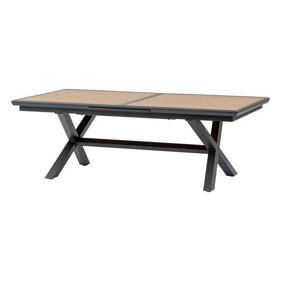 Hesperide - Table de jardin extensible "Axiome" effet bois honey & graphite 10 places en aluminium - Hespéride - Image 3