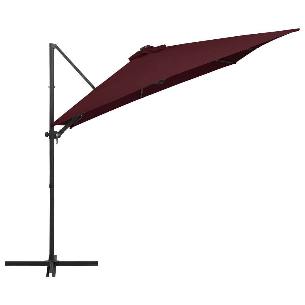 Helloshop26 - Parasol mobilier de jardin déporté avec lumières led 250 x 250 cm rouge bordeaux - Image 1