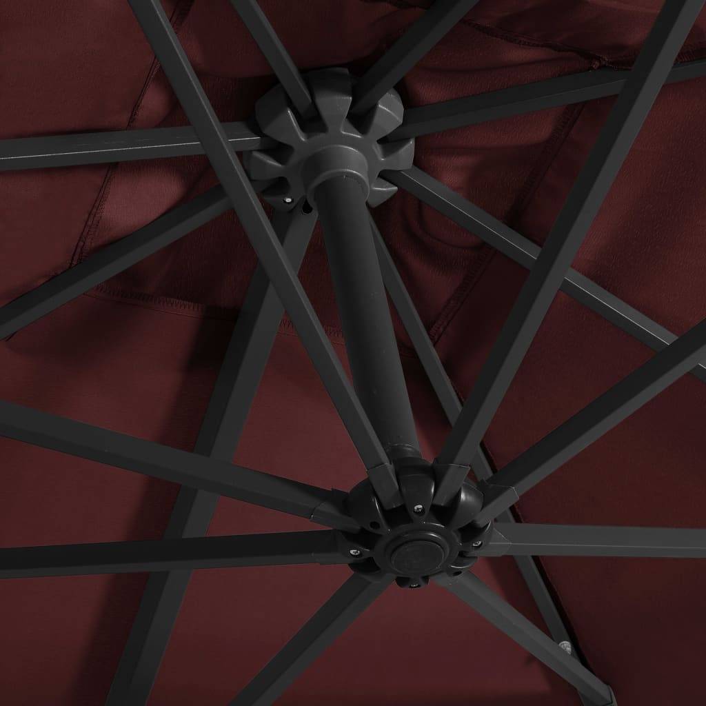 Helloshop26 - Parasol mobilier de jardin déporté avec lumières led 250 x 250 cm rouge bordeaux - Image 6