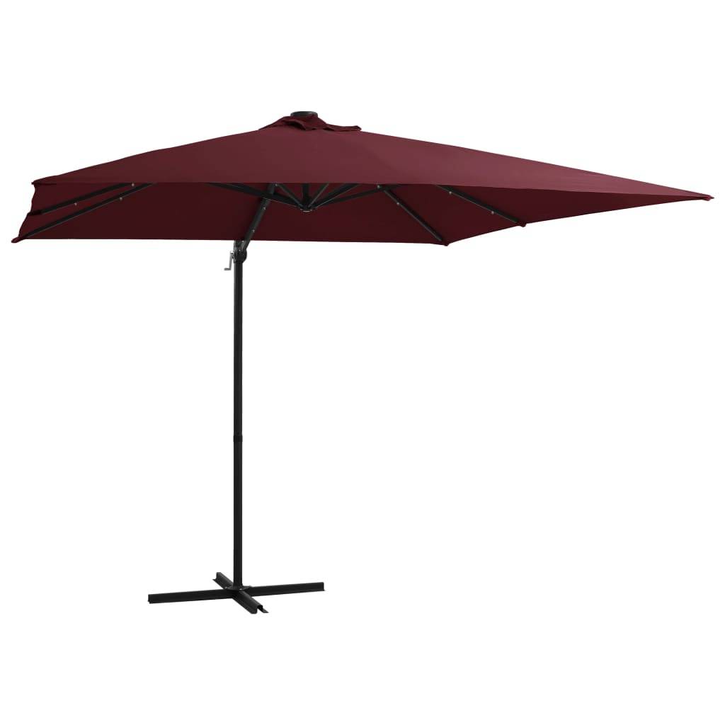 Helloshop26 - Parasol mobilier de jardin déporté avec lumières led 250 x 250 cm rouge bordeaux - Image 2