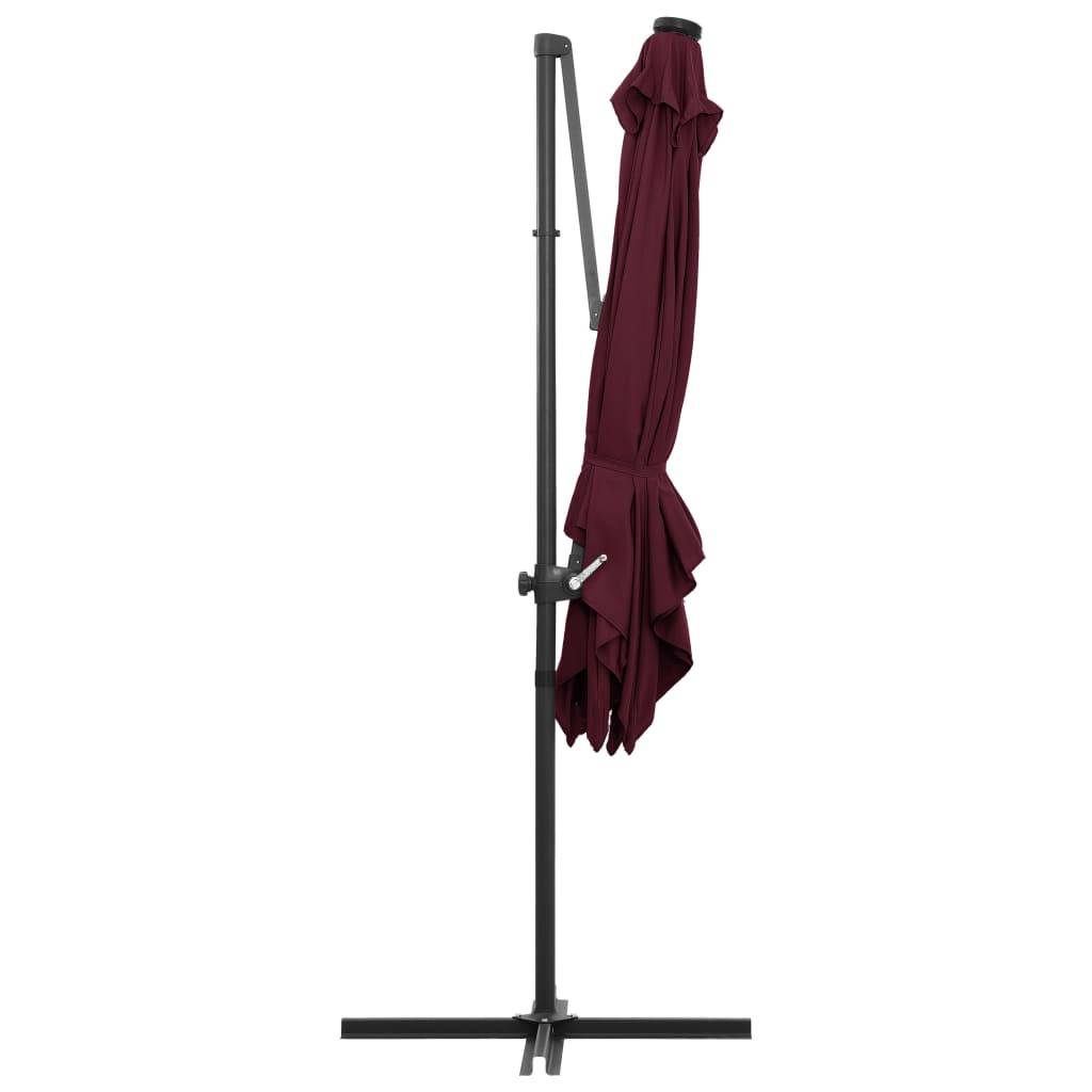 Helloshop26 - Parasol mobilier de jardin déporté avec lumières led 250 x 250 cm rouge bordeaux - Image 5