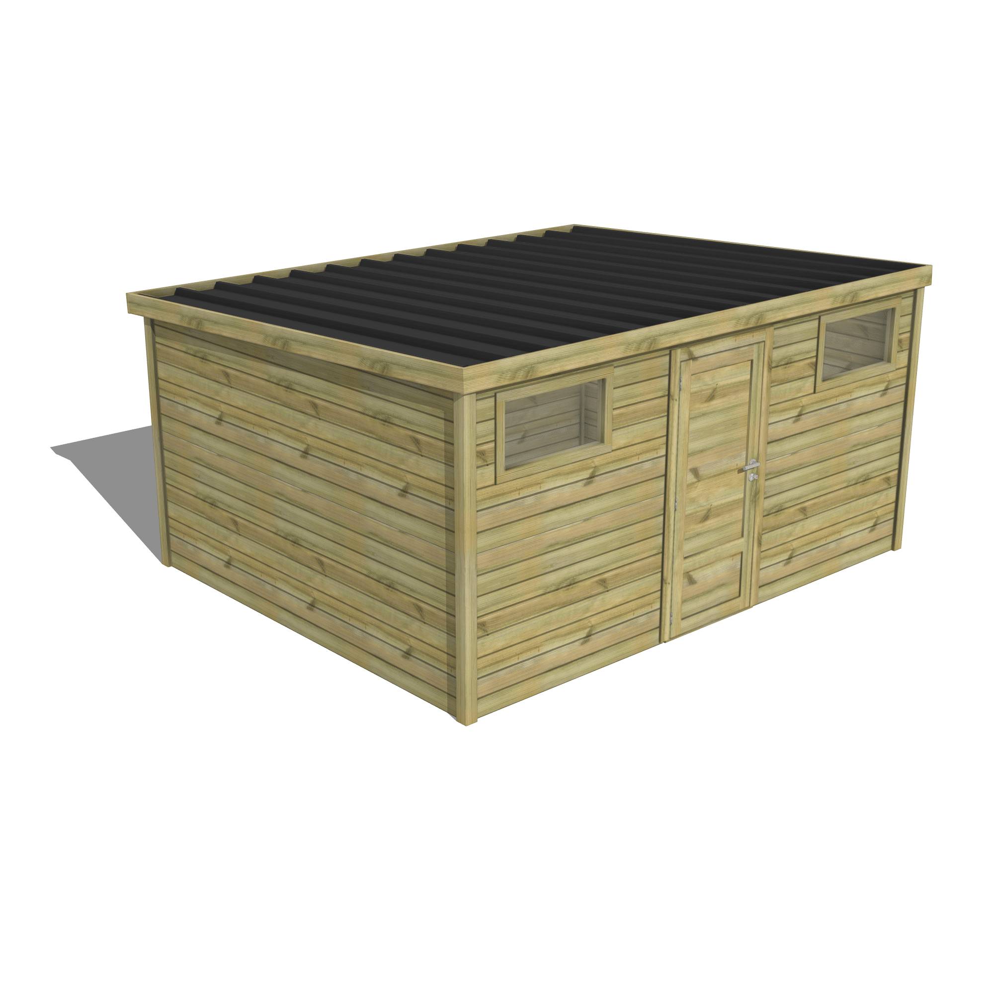 Abri Français - ABRI DE JARDIN bois Pin traité autoclave 27mm - Essentiel - 4,34x3,44m / 15m2 - Bac acier - Abri Français - Image 1