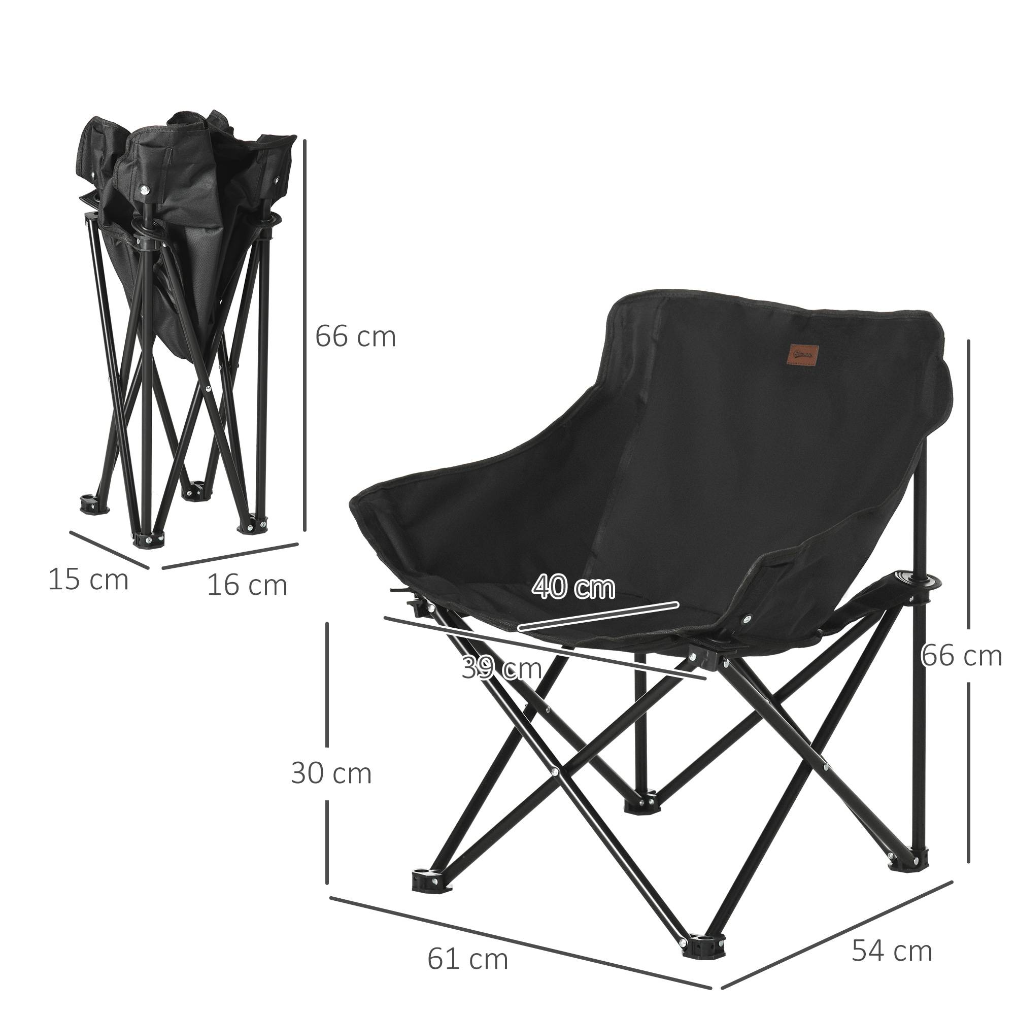Chaise de camping pliantes acier noir 61 x 54 x 66 cm - PANGIVO - Image 5