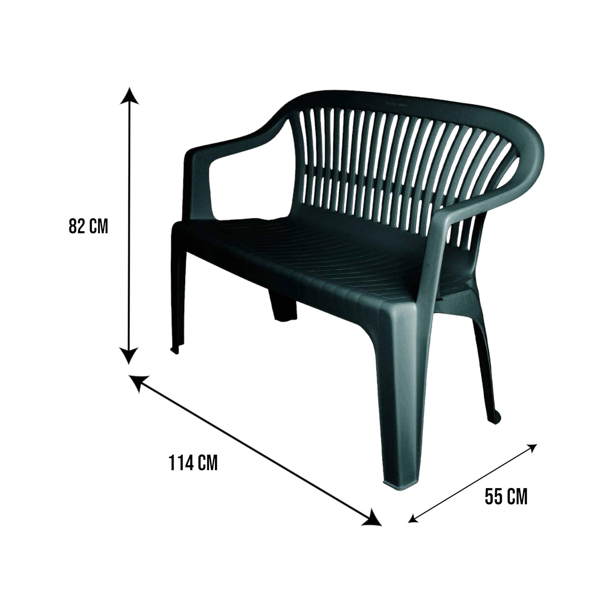 Dmora - Banc d'extérieur Eboli, Banc de jardin Monobloc, Banc d'extérieur, 100% Made in Italy, 114x55h82 cm, Vert - Dmora - Image 3
