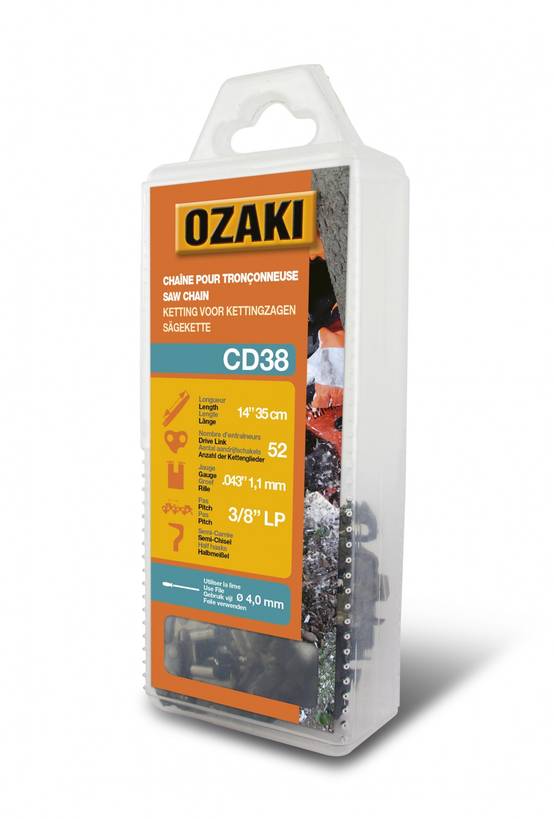 Ozaki - Chaîne de tronçonneuse OZAKI semi carrée: .3/8"LP .043 (1,1mm) 52 entraîneurs OZAKI