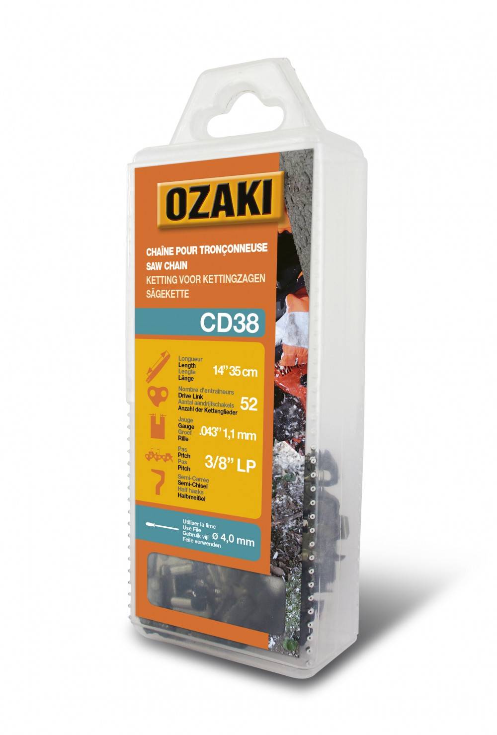 Ozaki - Chaîne de tronçonneuse OZAKI semi carrée: .3/8"LP .043 (1,1mm) 52 entraîneurs OZAKI