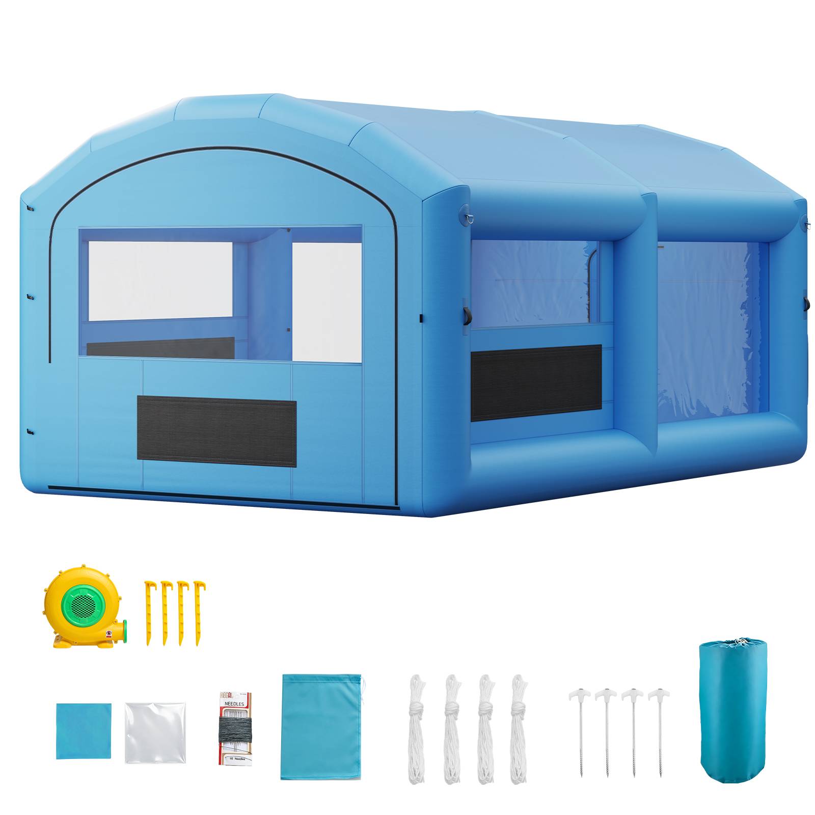 Vevor - VEVOR Cabine Peinture Gonflable 6,4x4,1x3m, Souffleur 1100W, Toit Arque Filtre Coton, Voiture Pickup, Bleu