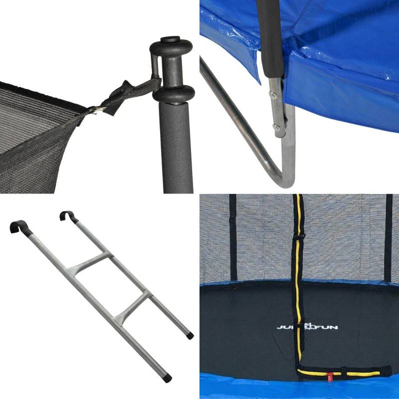 Trampoline pour enfant 8Ft ø244cm avec coussin de protection Bleu, Echelle et Filet de sécurité JUMP4FUN - Image 4