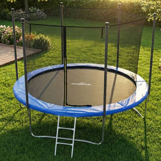 Trampoline pour enfant 8Ft ø244cm avec coussin de protection Bleu, Echelle et Filet de sécurité JUMP4FUN - Image 2